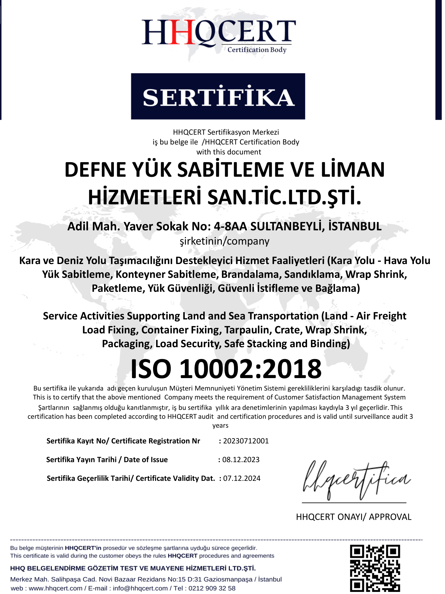 Defne Lashing Sertifika